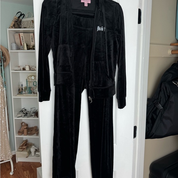 Black Juicy Tracksuit with Rhinestone Detail - Picture 1 of 4